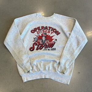 Vintage 90's Operation Desert Storm Made In USA Crewneck Size Large Gray
